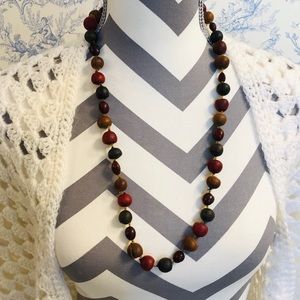 Wooden Beaded Necklace Multicolor